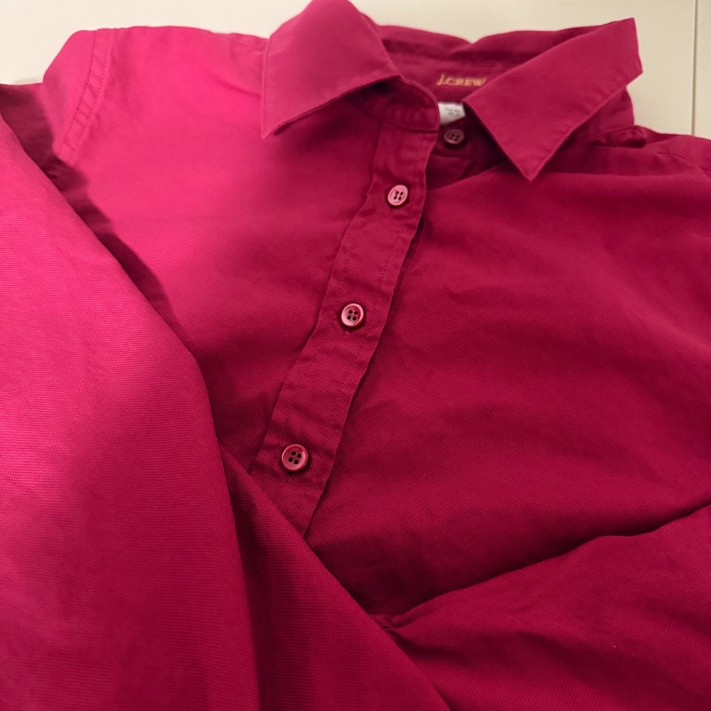 J.Crew Laura Femme Fit Magenta Pink Cotton Button Down Shirt Style 89278 Size 6